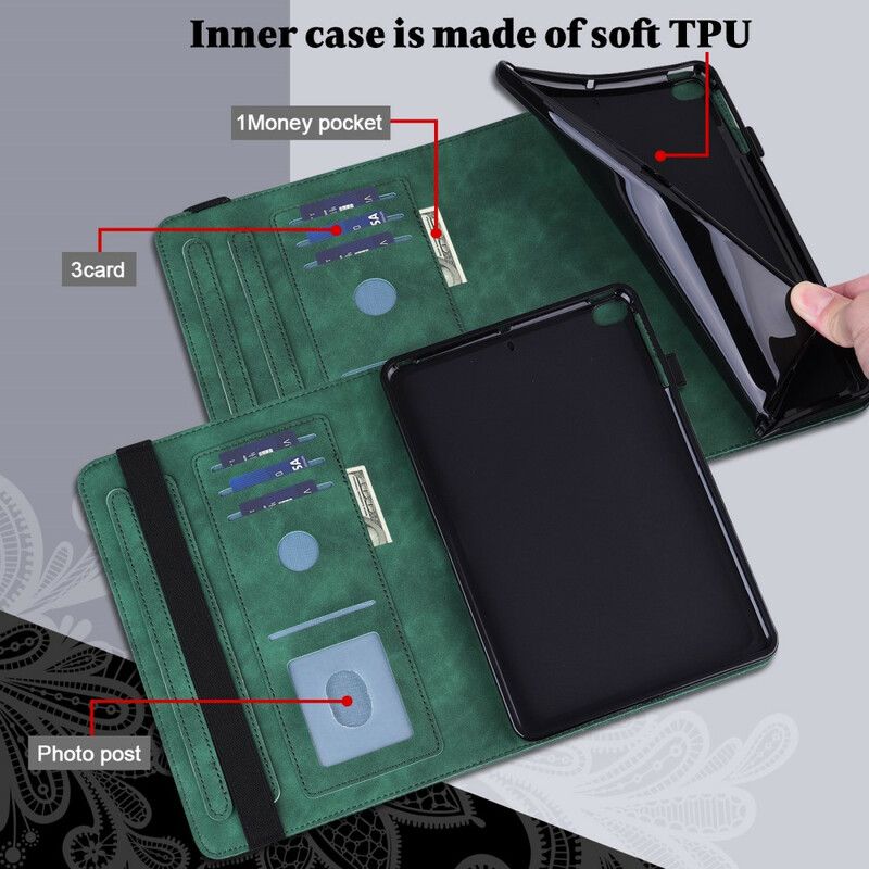 Peňaženkové Kožené Puzdro Samsung Galaxy Tab A7 Lite Kvetinová Mandala