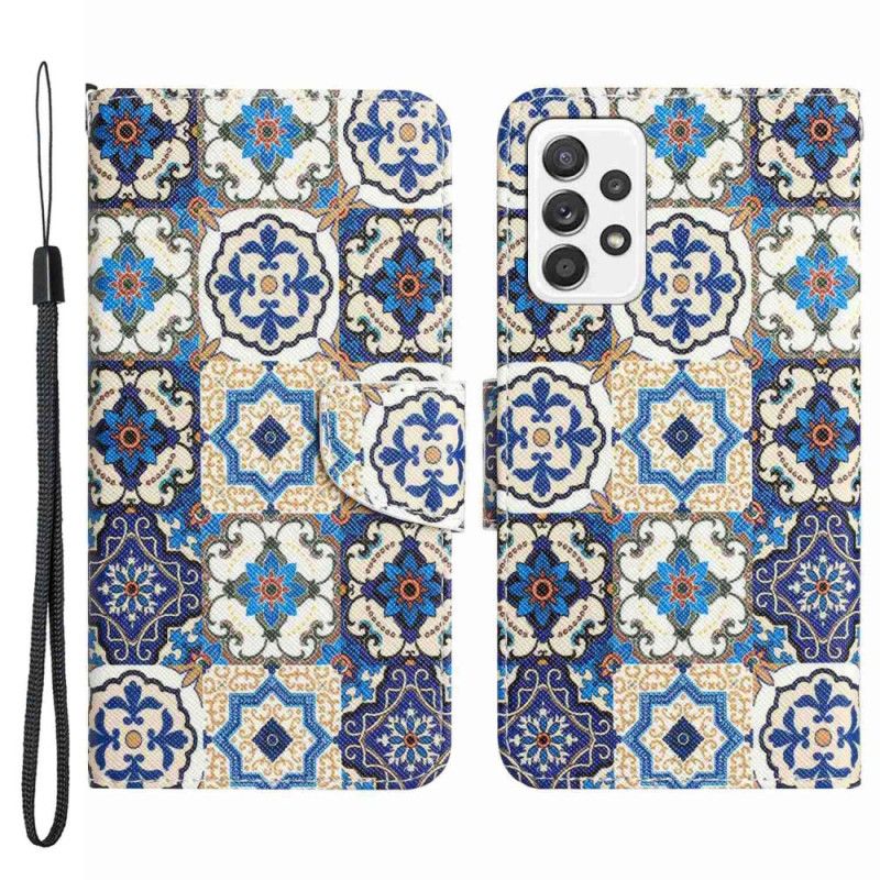 Kožené Puzdro Samsung Galaxy A53 5G Patchwork Na Popruhoch