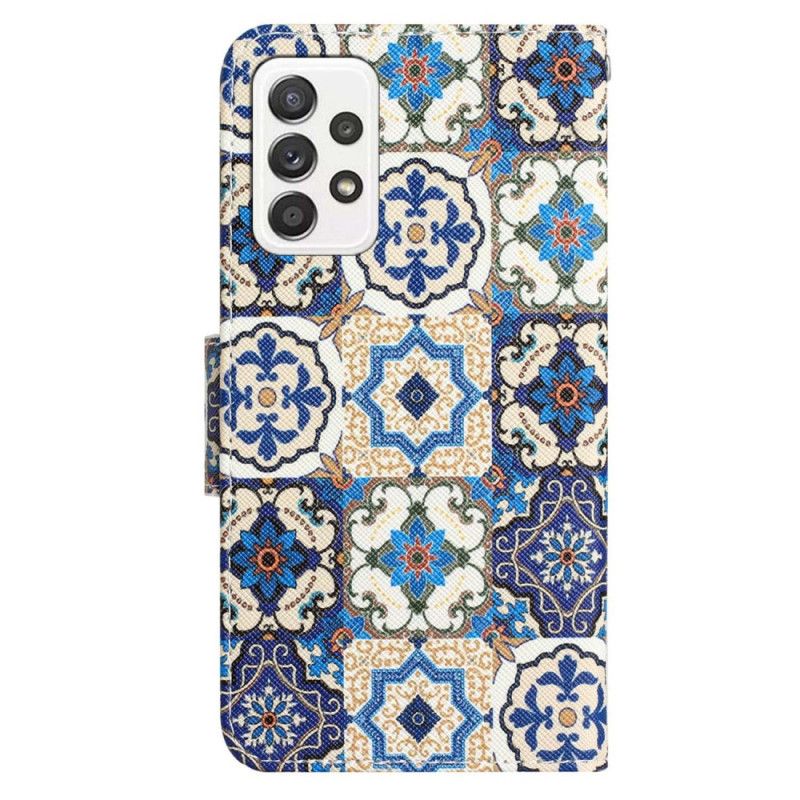 Kožené Puzdro Samsung Galaxy A53 5G Patchwork Na Popruhoch