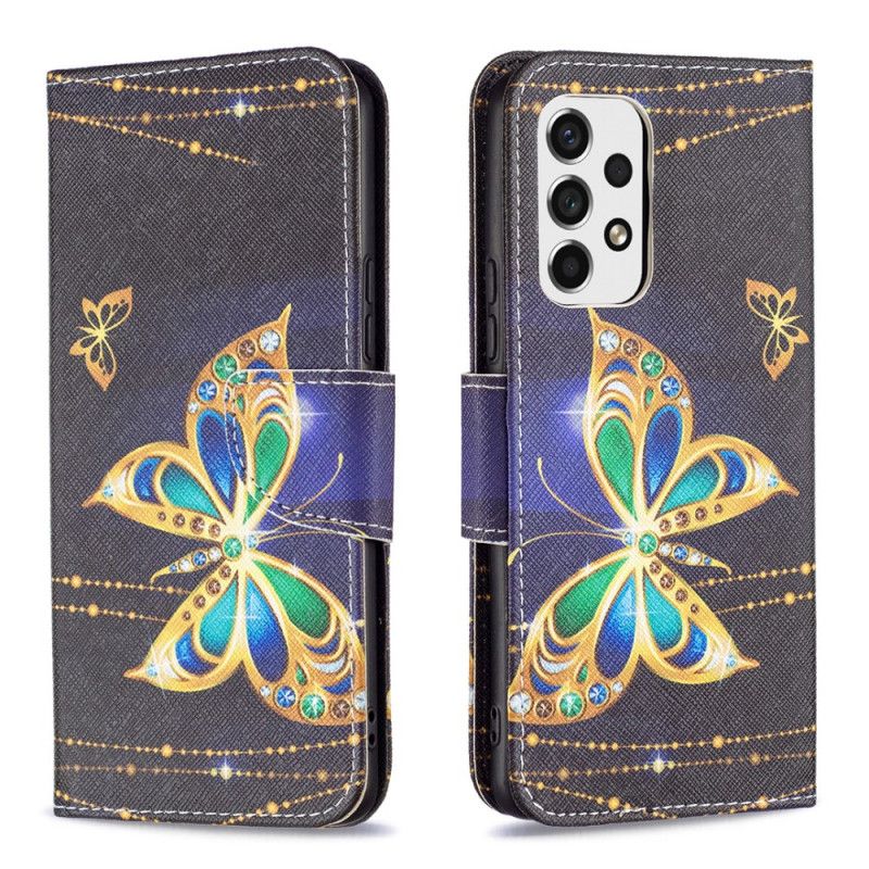 Kožené Puzdro Samsung Galaxy A53 5G Zlaté Motýle