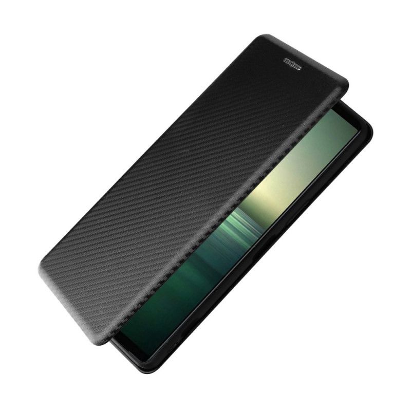Flipové Puzdro Sony Xperia 1 IV Kožené Puzdro Textúra Uhlíkových Vlákien