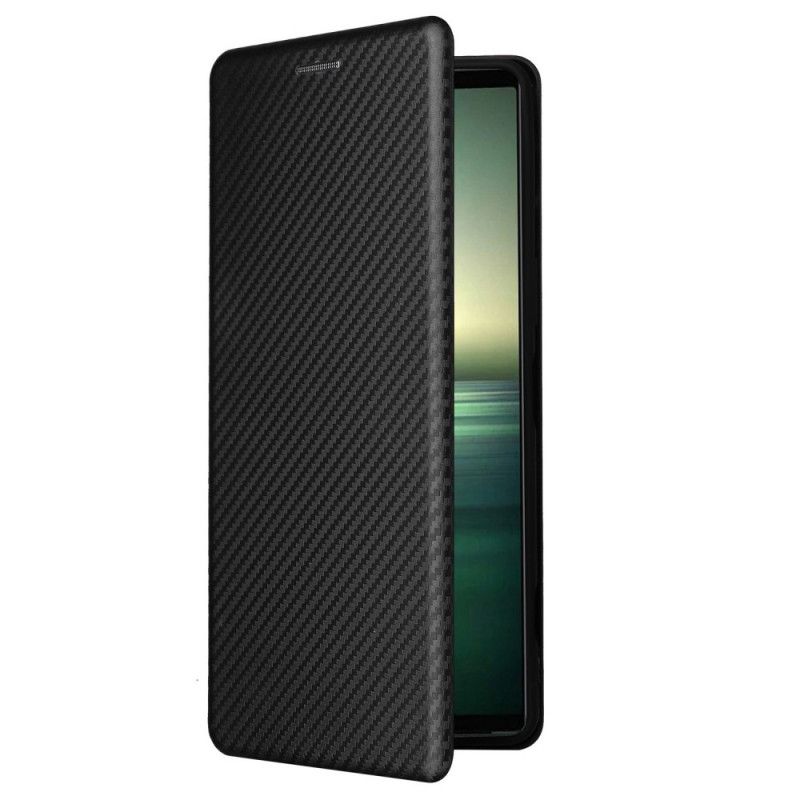 Flipové Puzdro Sony Xperia 1 IV Kožené Puzdro Textúra Uhlíkových Vlákien
