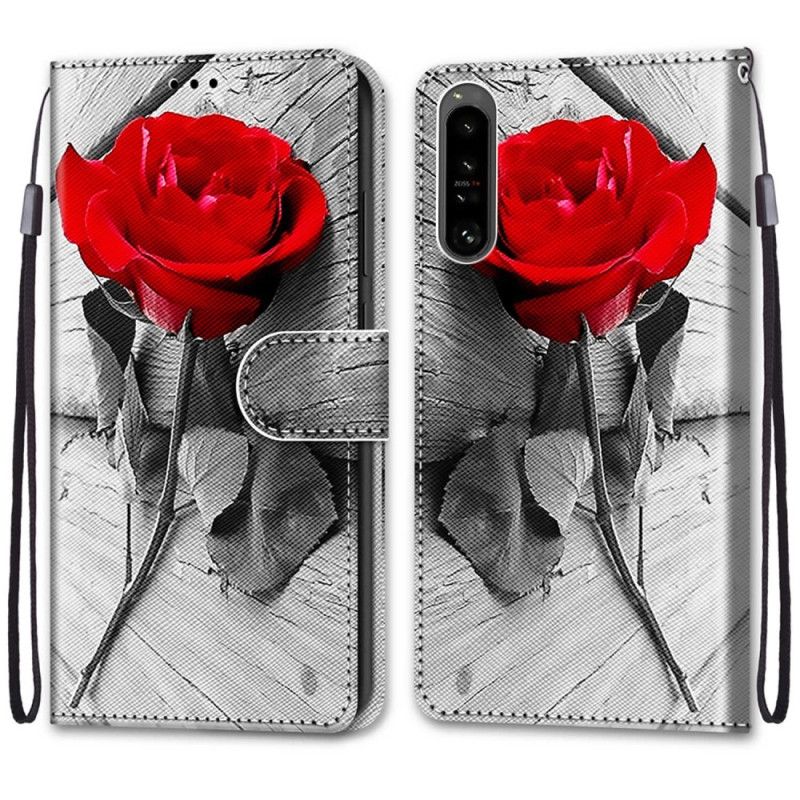 Kožené Puzdro Sony Xperia 1 IV Kvetinová S Remienkom