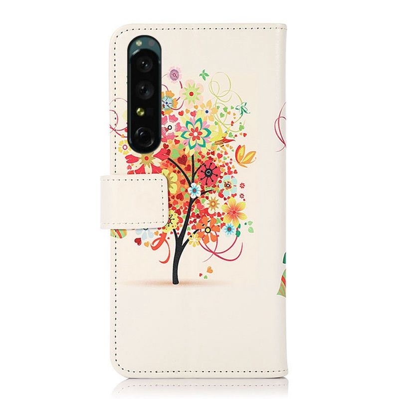 Kožené Puzdro Sony Xperia 1 IV Kvitnúci Strom
