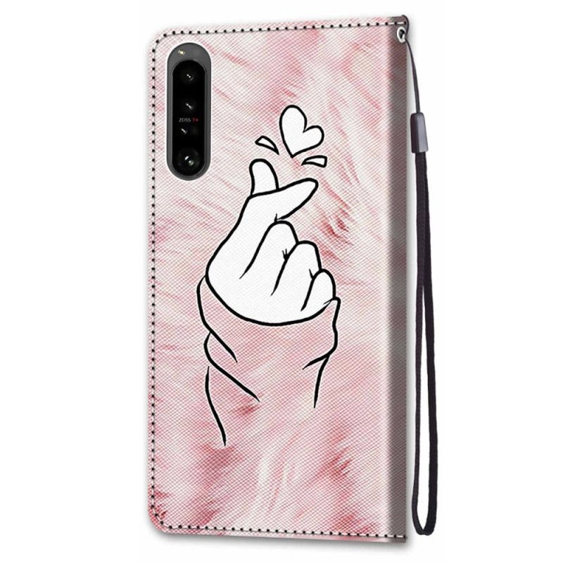 Kožené Puzdro Sony Xperia 1 IV Prstové Srdce