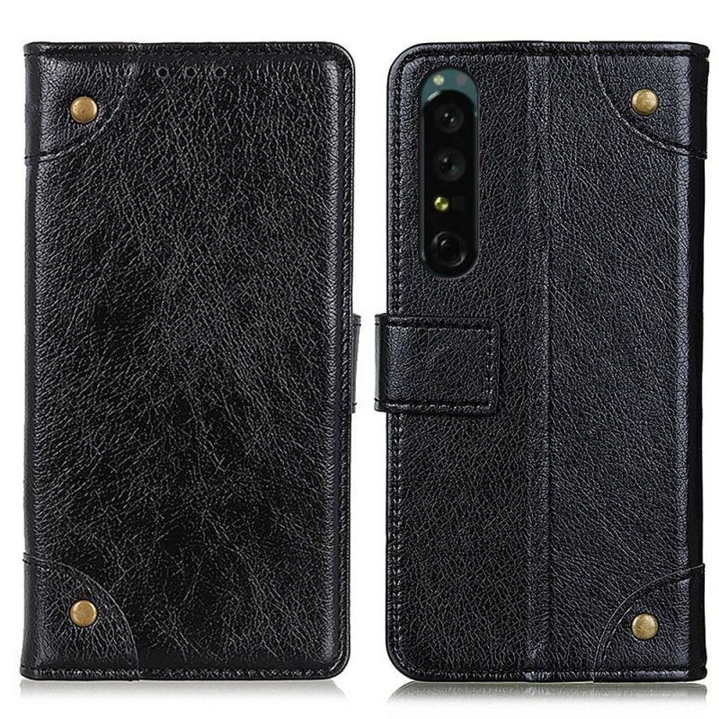 Kožené Puzdro Sony Xperia 1 IV Štýl Nappa Koža S Nitmi