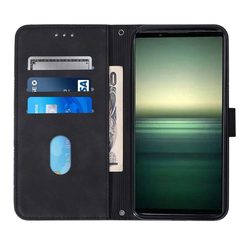 Kožené Puzdro Sony Xperia 1 IV Trojuholníky S Ramenným Popruhom