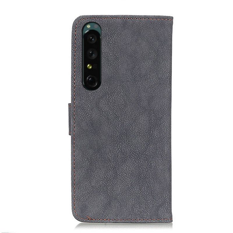 Peňaženkový Kryt Sony Xperia 1 IV Vintage Khazneh Štiepaná Koža