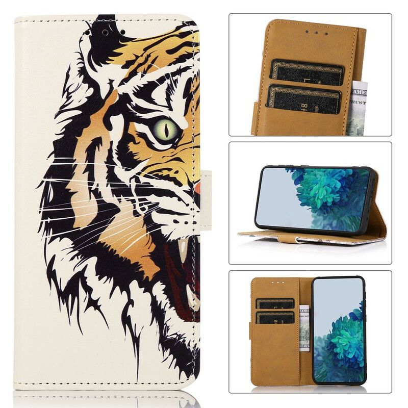 Kožené Puzdro Samsung Galaxy S21 FE Divoký Tiger