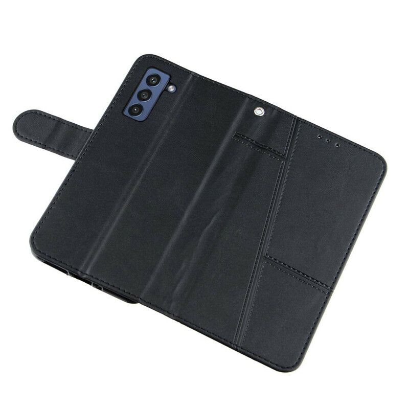 Kožené Puzdro Samsung Galaxy S21 FE Efekt Remienky Geo Leather