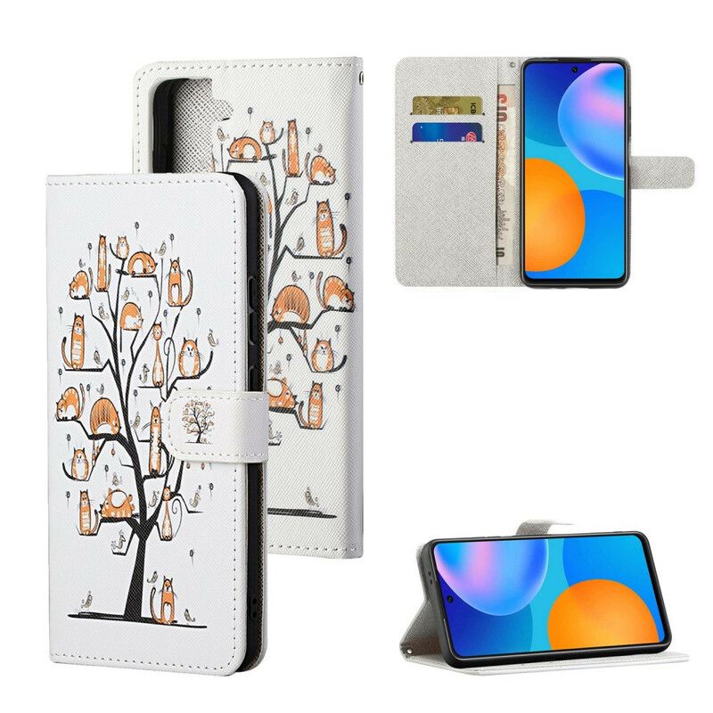 Kožené Puzdro Samsung Galaxy S21 FE Funky Mačky S Popruhom