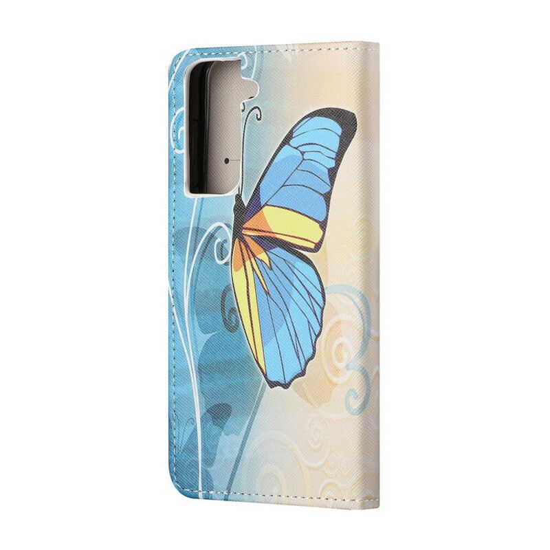 Kožené Puzdro Samsung Galaxy S21 FE Motýle