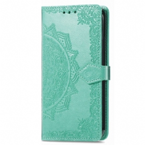 Kožené Puzdro iPhone 15 Pro Max Baroková Mandala S Remienkom
