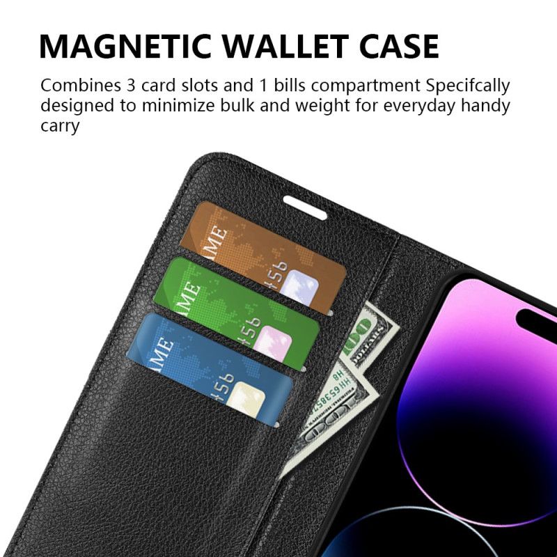 Kožené Puzdro iPhone 15 Pro Max Klasická Umelá Koža Litchi