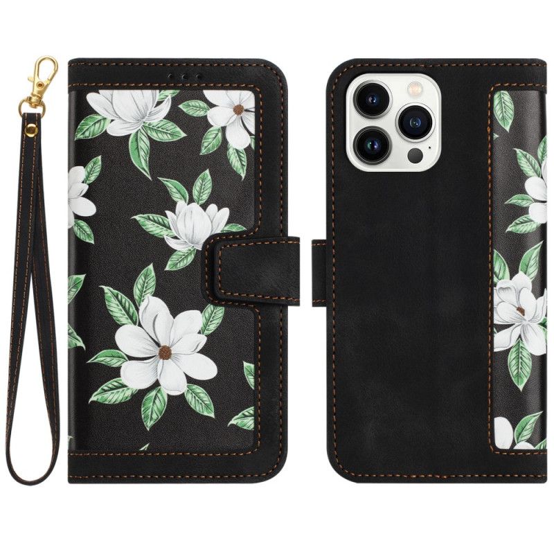 Kožené Puzdro iPhone 15 Pro Max Luxusné Kvety