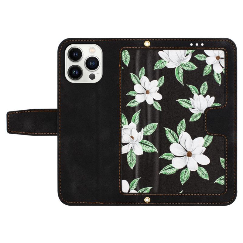 Kožené Puzdro iPhone 15 Pro Max Luxusné Kvety