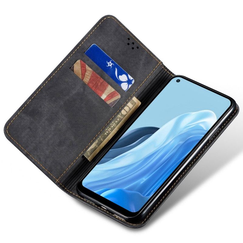 Flipové Puzdro Oppo Reno 7 Kožené Puzdro Džínsová Tkanina