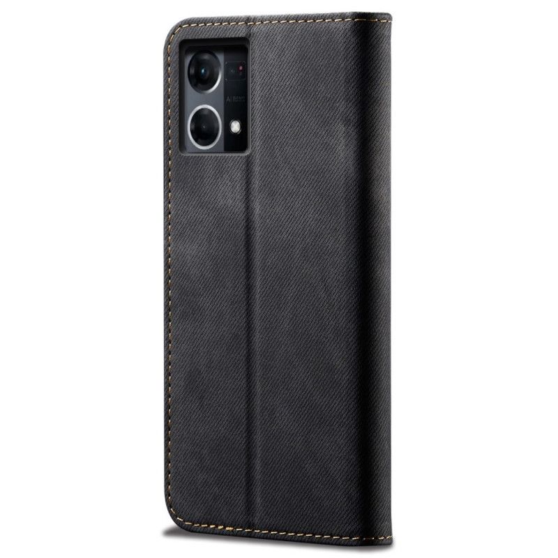 Flipové Puzdro Oppo Reno 7 Kožené Puzdro Džínsová Tkanina