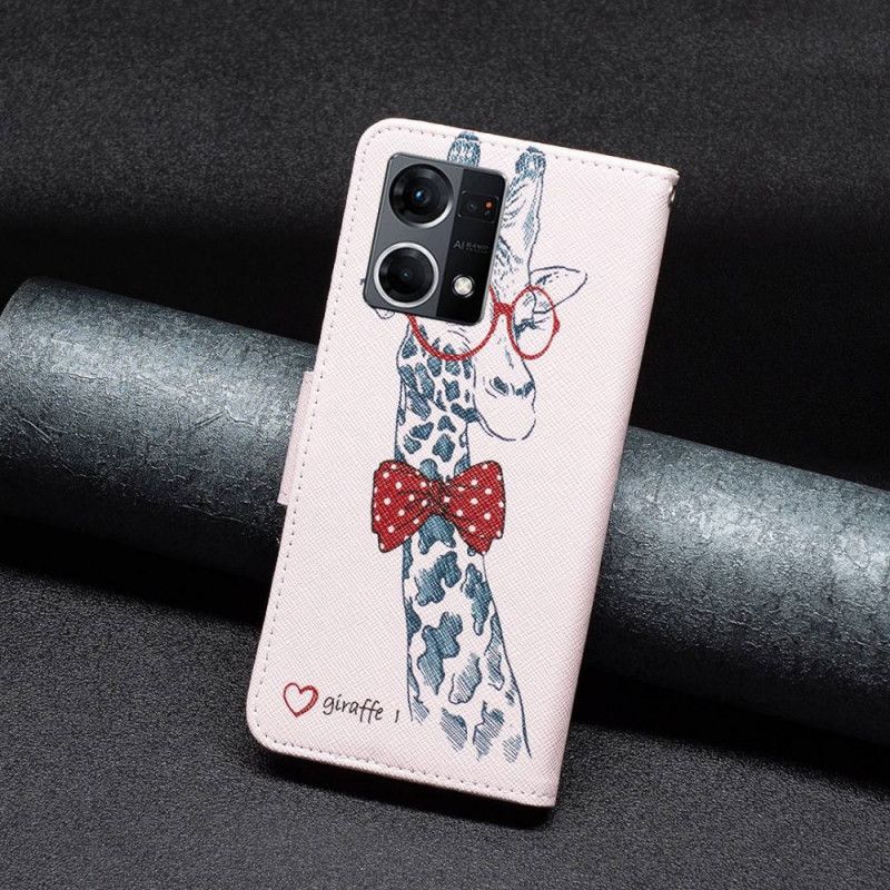 Kožené Puzdro Oppo Reno 7 Inteligentná Žirafa