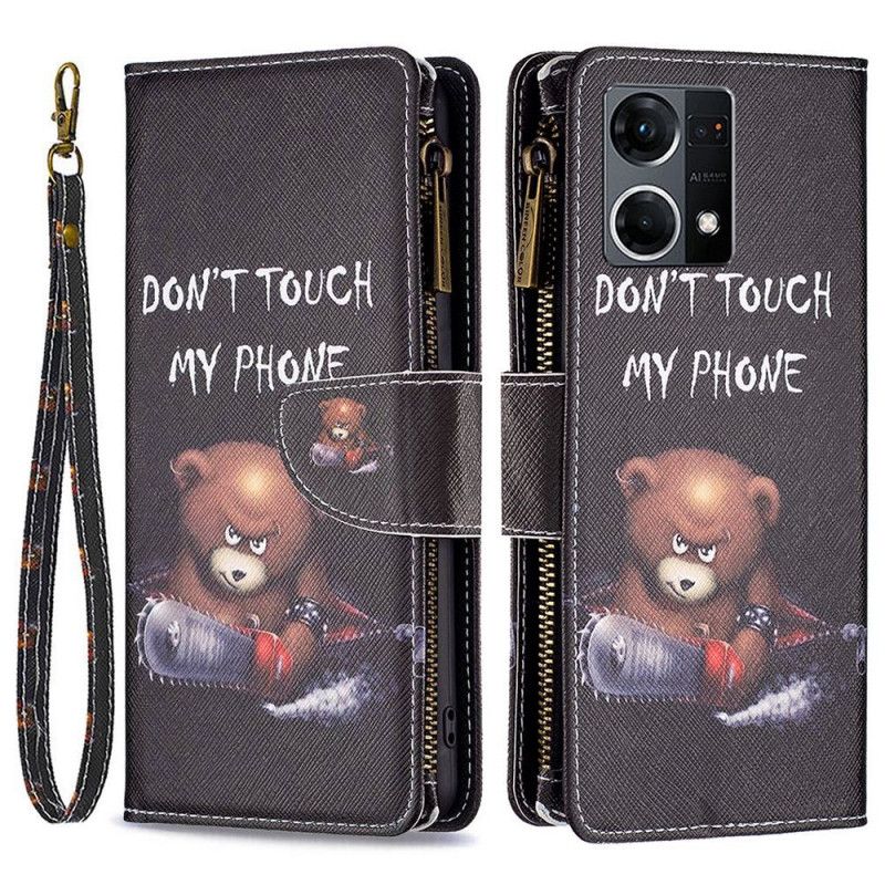 Kožené Puzdro Oppo Reno 7 Vreckový Medveď Na Zips