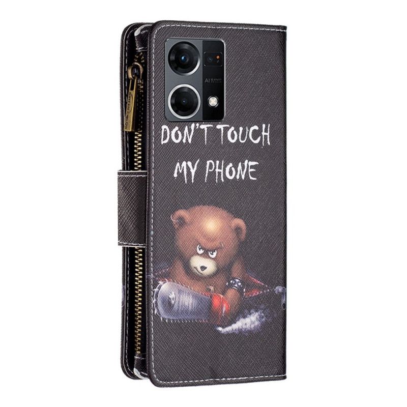 Kožené Puzdro Oppo Reno 7 Vreckový Medveď Na Zips