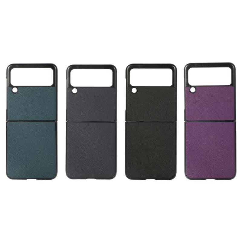 Flipové Puzdro Samsung Galaxy Z Flip 3 5G Kožené Puzdro Originálna Koža Litchi