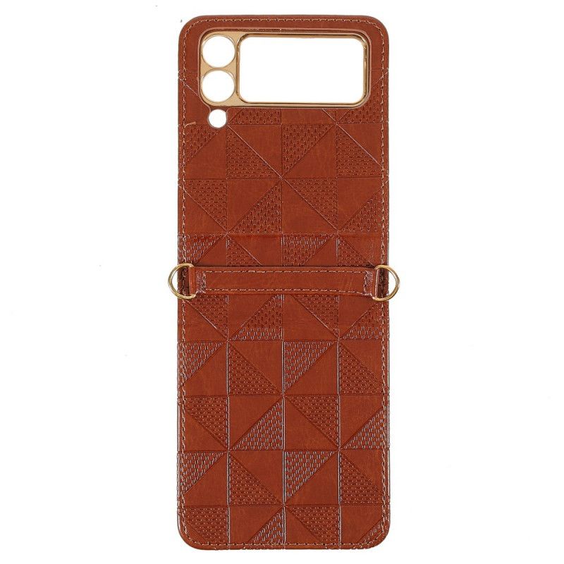 Flipové Puzdro Samsung Galaxy Z Flip 3 5G Kožené Puzdro Sťahovacia Šnúrka Z Umelej Kože