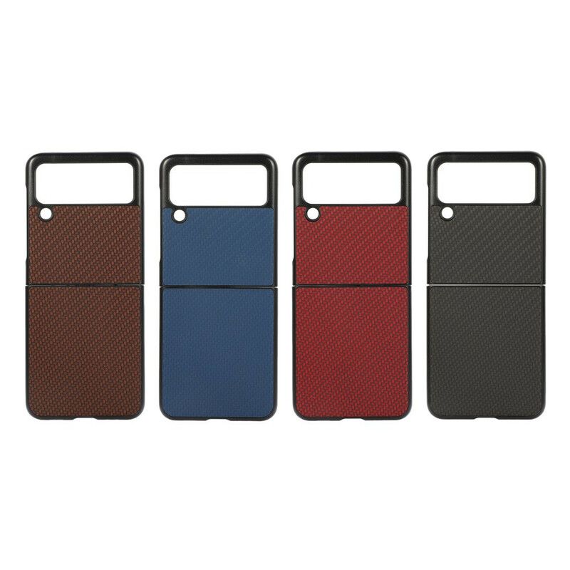 Flipové Puzdro Samsung Galaxy Z Flip 3 5G Kožené Puzdro Uhlíkové Vlákno