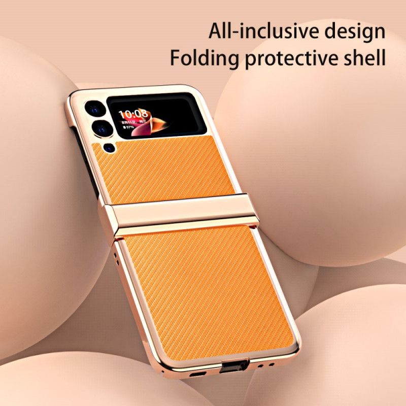 Flipové Puzdro Samsung Galaxy Z Flip 3 5G Kožené Puzdro Uhlíkové Vlákno 3 Kusy