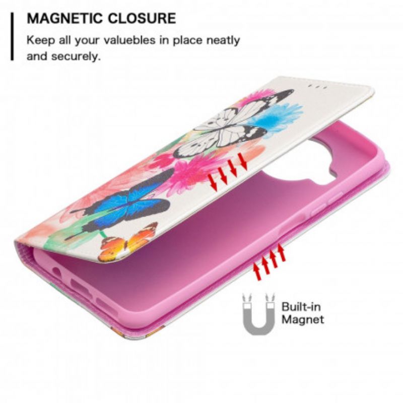 Flipové Puzdro Xiaomi Mi 10T Lite Kožené Puzdro Farebné Motýle