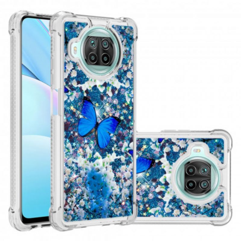 Kryt Xiaomi Mi 10T Lite Glitter Blue Butterflies