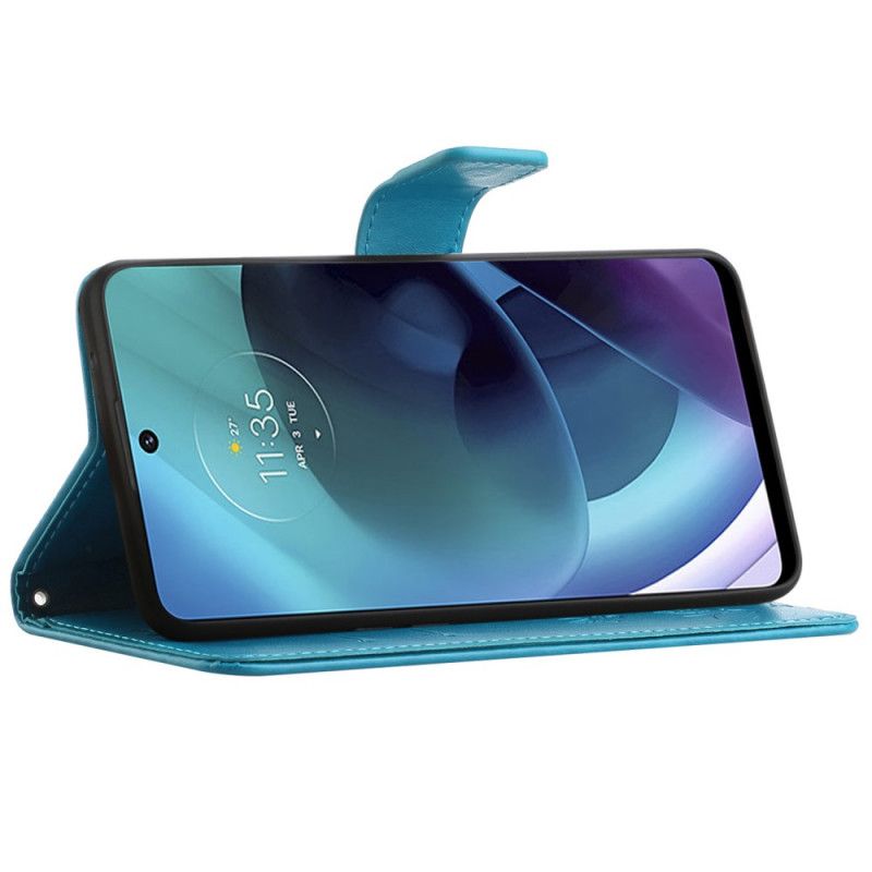 Kožené Puzdro Moto G51 5G Ázijské Motýle A Kvety