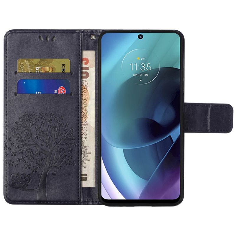 Kožené Puzdro Moto G51 5G Tanga Strom A Sovy