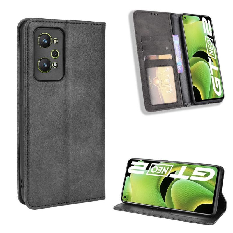 Flipové Puzdro Realme GT Neo 3T / Neo 2 Kožené Puzdro Štylizovaný Efekt Vintage Kože