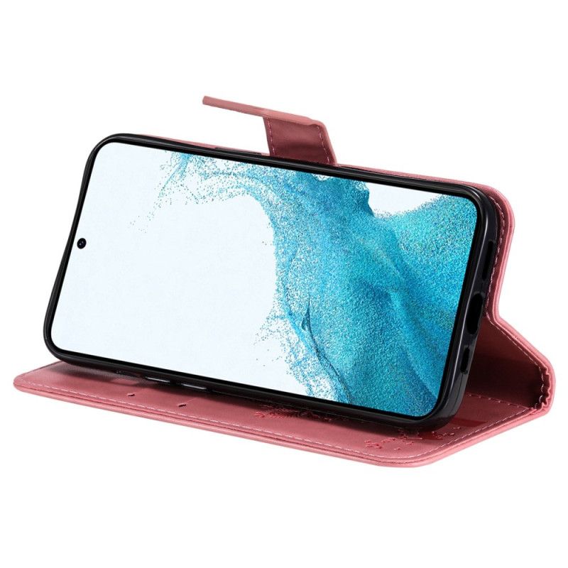 Kožené Puzdro Samsung Galaxy S23 5G Mačací Strom So Šnúrkou