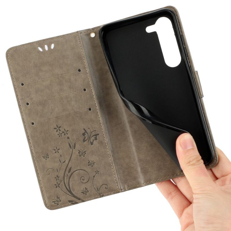 Kožené Puzdro Samsung Galaxy S23 5G Strappy Kvetinová