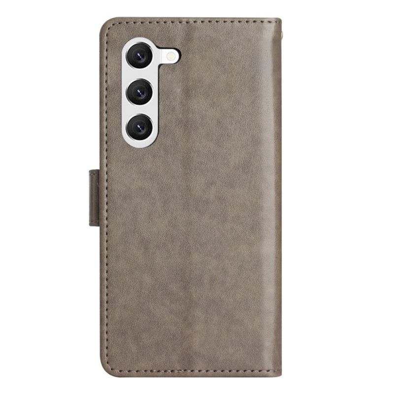 Kožené Puzdro Samsung Galaxy S23 5G Strappy Kvetinová