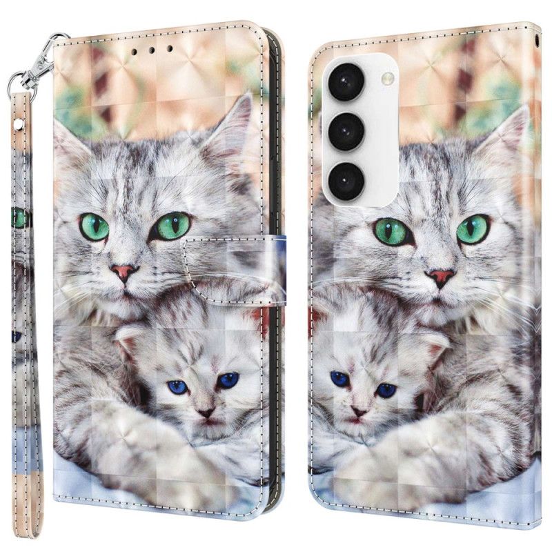 Kožené Puzdro Samsung Galaxy S23 5G Tangá Cats