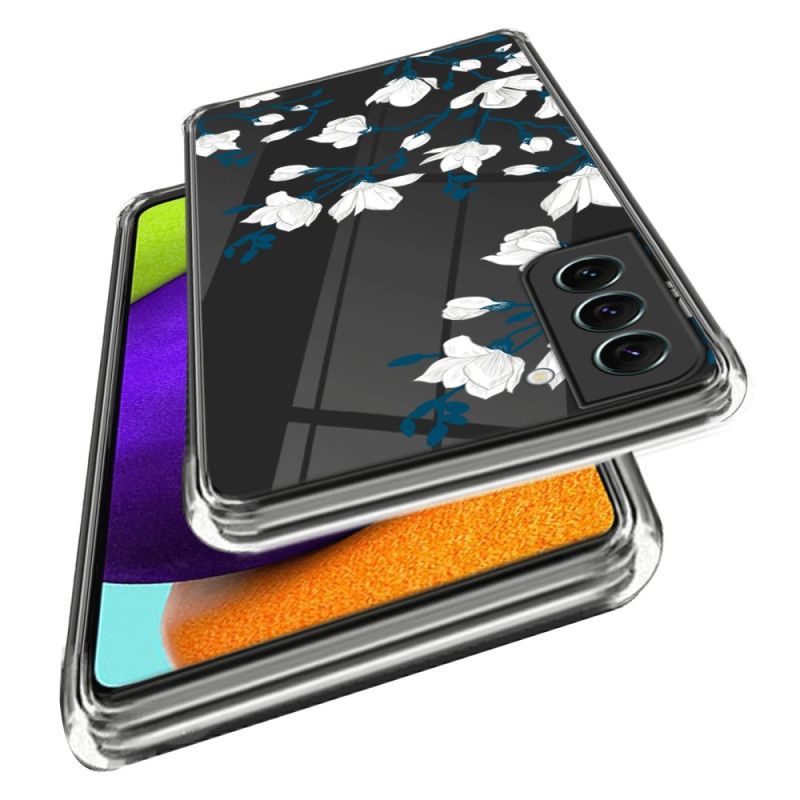 Kryt Samsung Galaxy S23 5G Bezšvové Biele Kvety