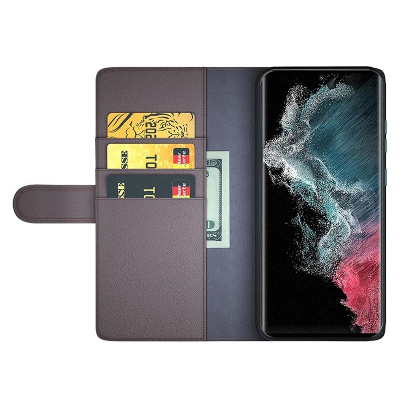 Flipové Puzdro Samsung Galaxy S23 Ultra 5G Pravá Koža
