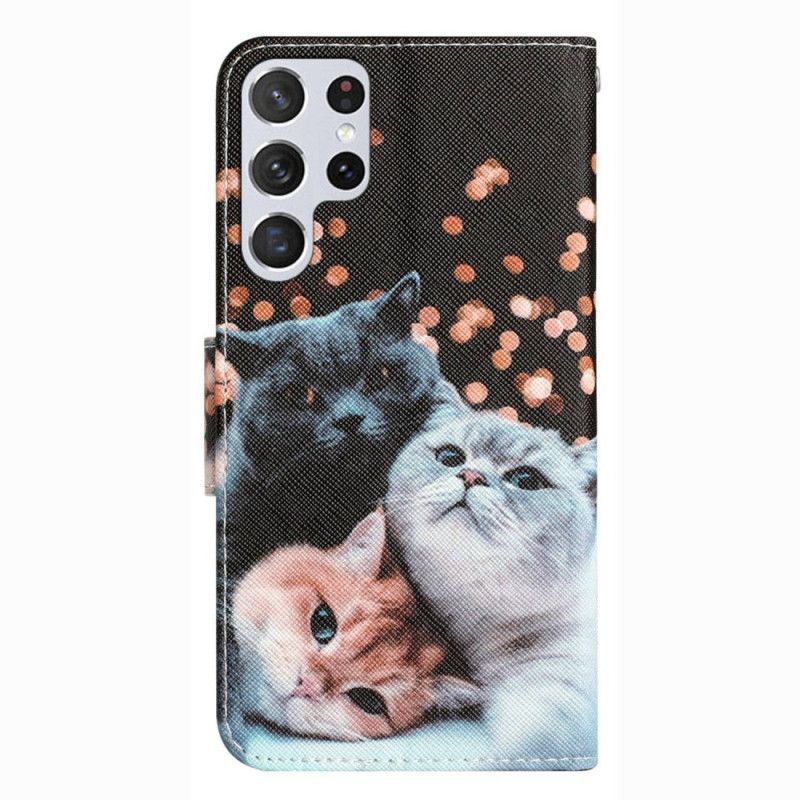 Kožené Puzdro Samsung Galaxy S23 Ultra 5G Iba Tang Cats