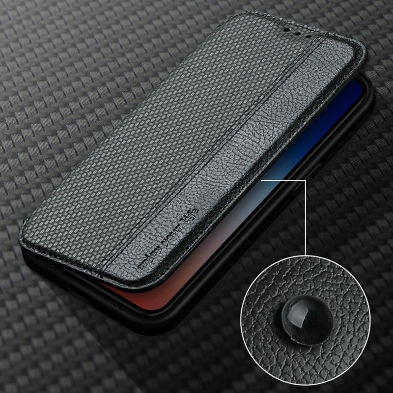 Flipové Puzdro iPhone 14 Pro Max Kožené Puzdro Prísavka Z Uhlíkových Vlákien