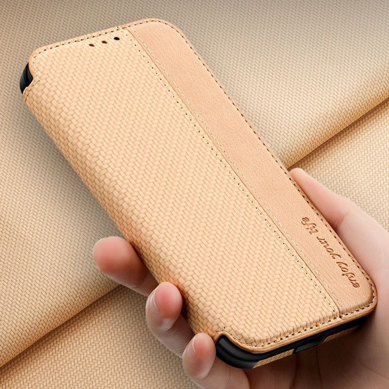 Flipové Puzdro iPhone 14 Pro Max Kožené Puzdro Prísavka Z Uhlíkových Vlákien