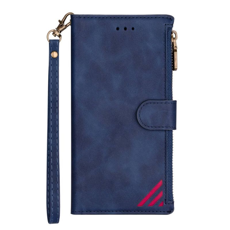 Kožené Puzdro iPhone 14 Pro Max Lanyard Lines