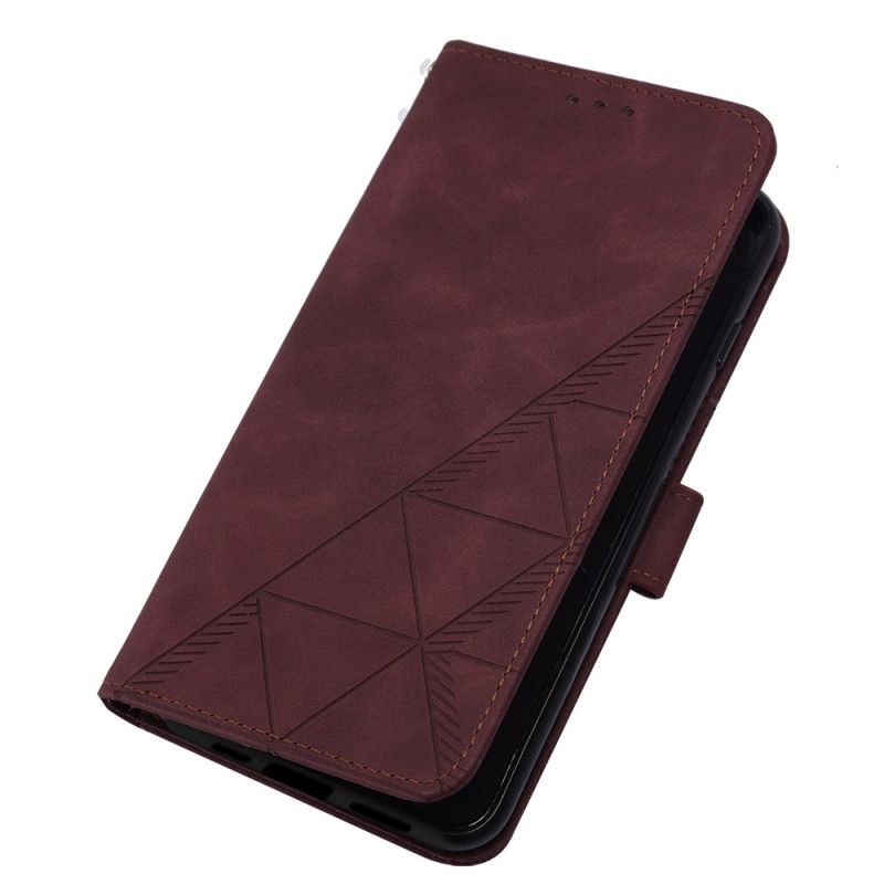 Kožené Puzdro iPhone 14 Pro Max Trojuholníky Popruhov