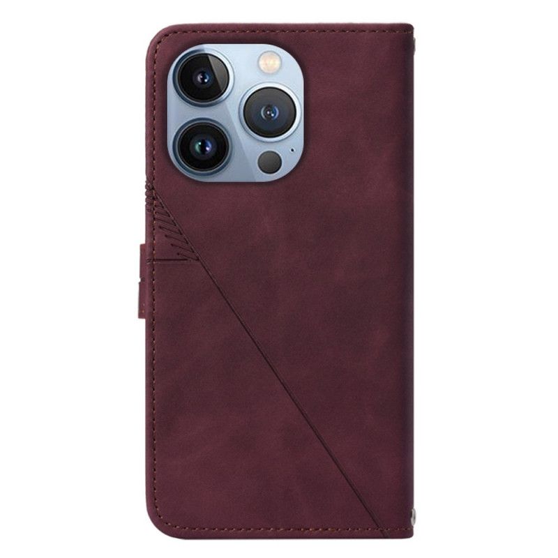 Kožené Puzdro iPhone 14 Pro Max Trojuholníky Popruhov