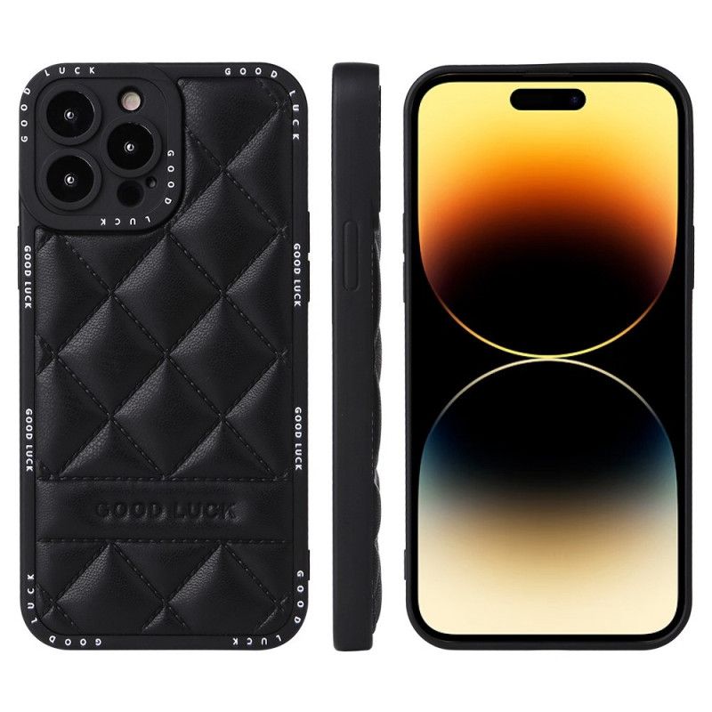 Kryt iPhone 14 Pro Max Veľa Šťastia Prešívané