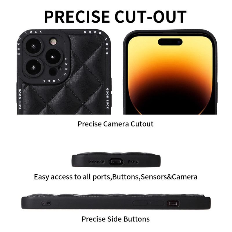Kryt iPhone 14 Pro Max Veľa Šťastia Prešívané