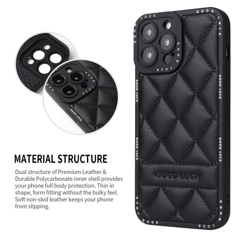Kryt iPhone 14 Pro Max Veľa Šťastia Prešívané