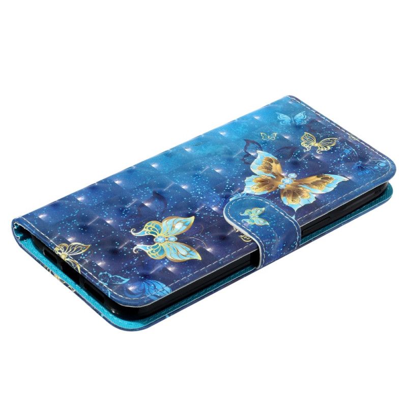 Kožené Puzdro iPhone 15 Pro 3d Motýle So Šnúrkou